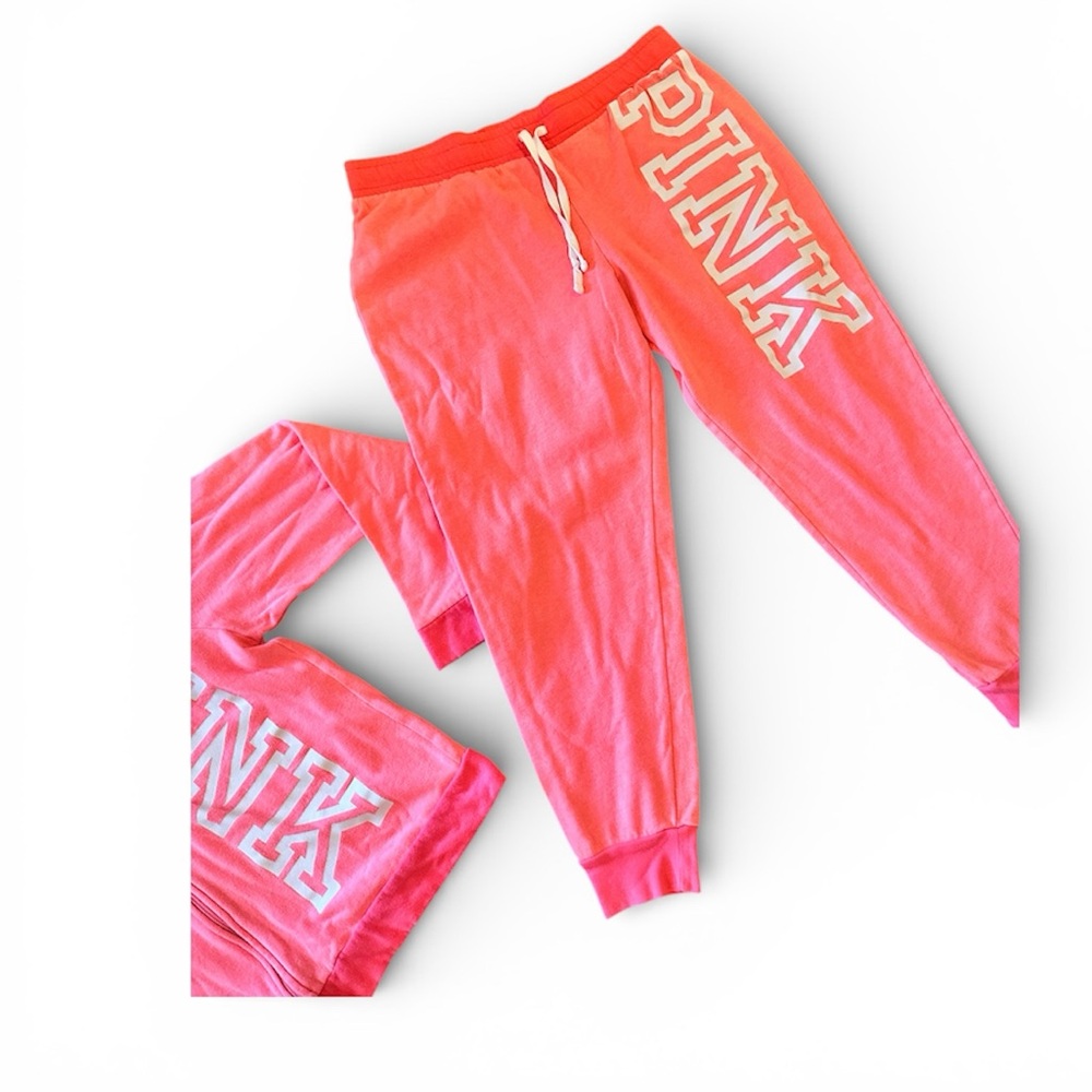 PINK Victoria's Secret Coral Pink Logo Joggers